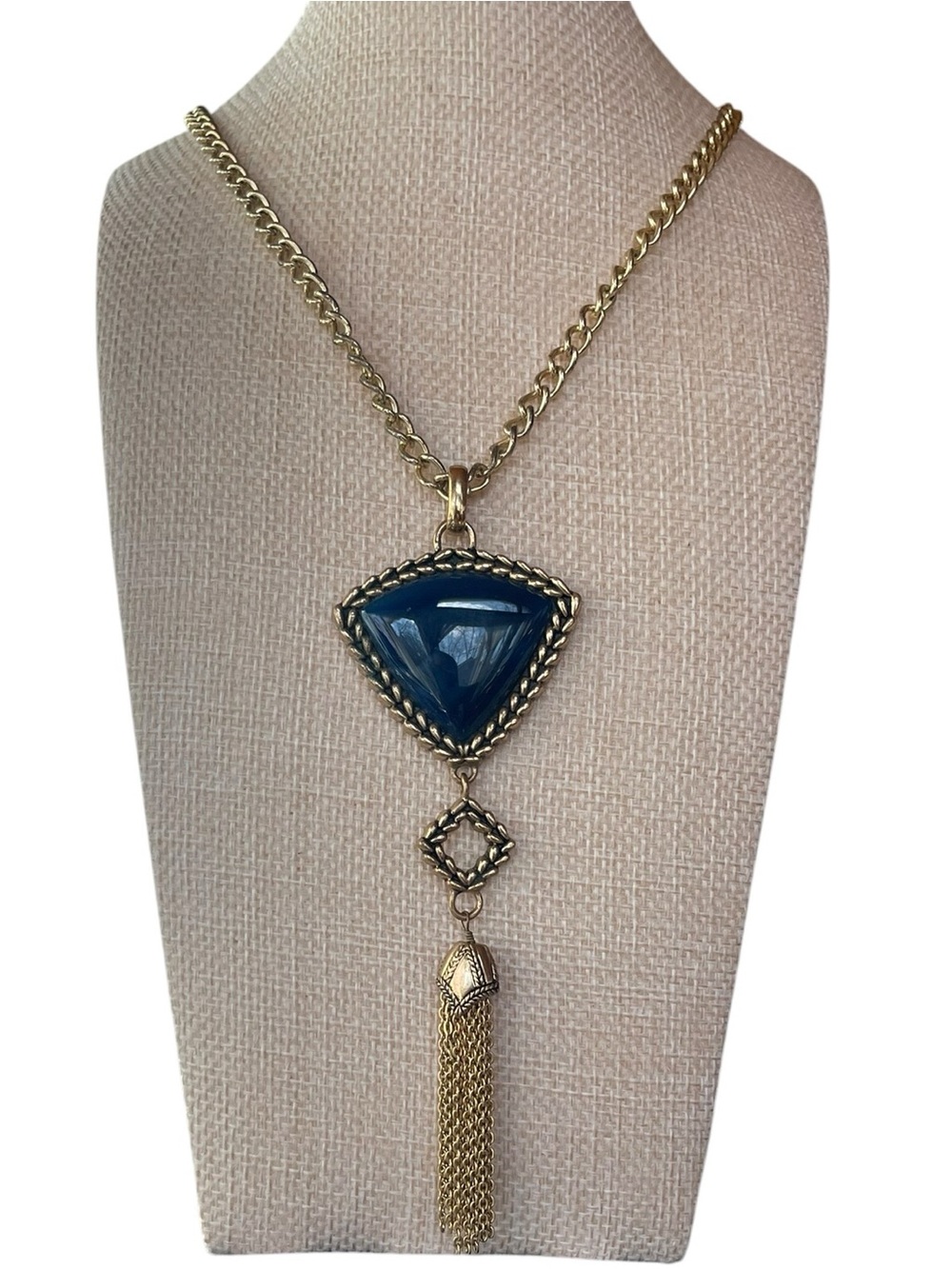 Studio Barse Bronze Blue Dumortierite Quartz Tassel Pendant Necklace